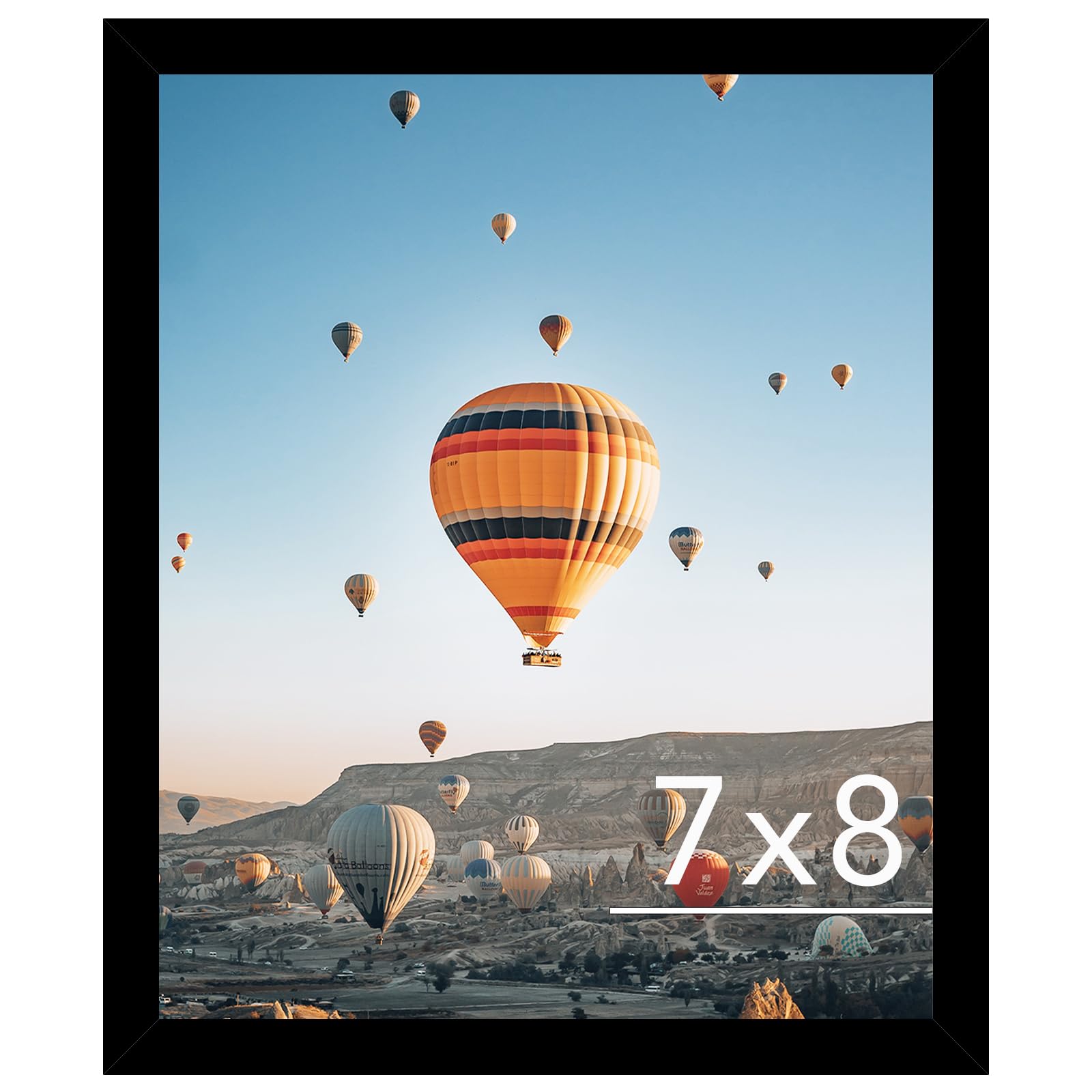 JCJMY 7x8 Picture Frame Black for Wall Hanging or Tabletop, Wall Mounting Horizontally or Vertically, 7 x 8 Wall Gallery Poster Photo Frame with Shatter Resistant Plexiglass, Black