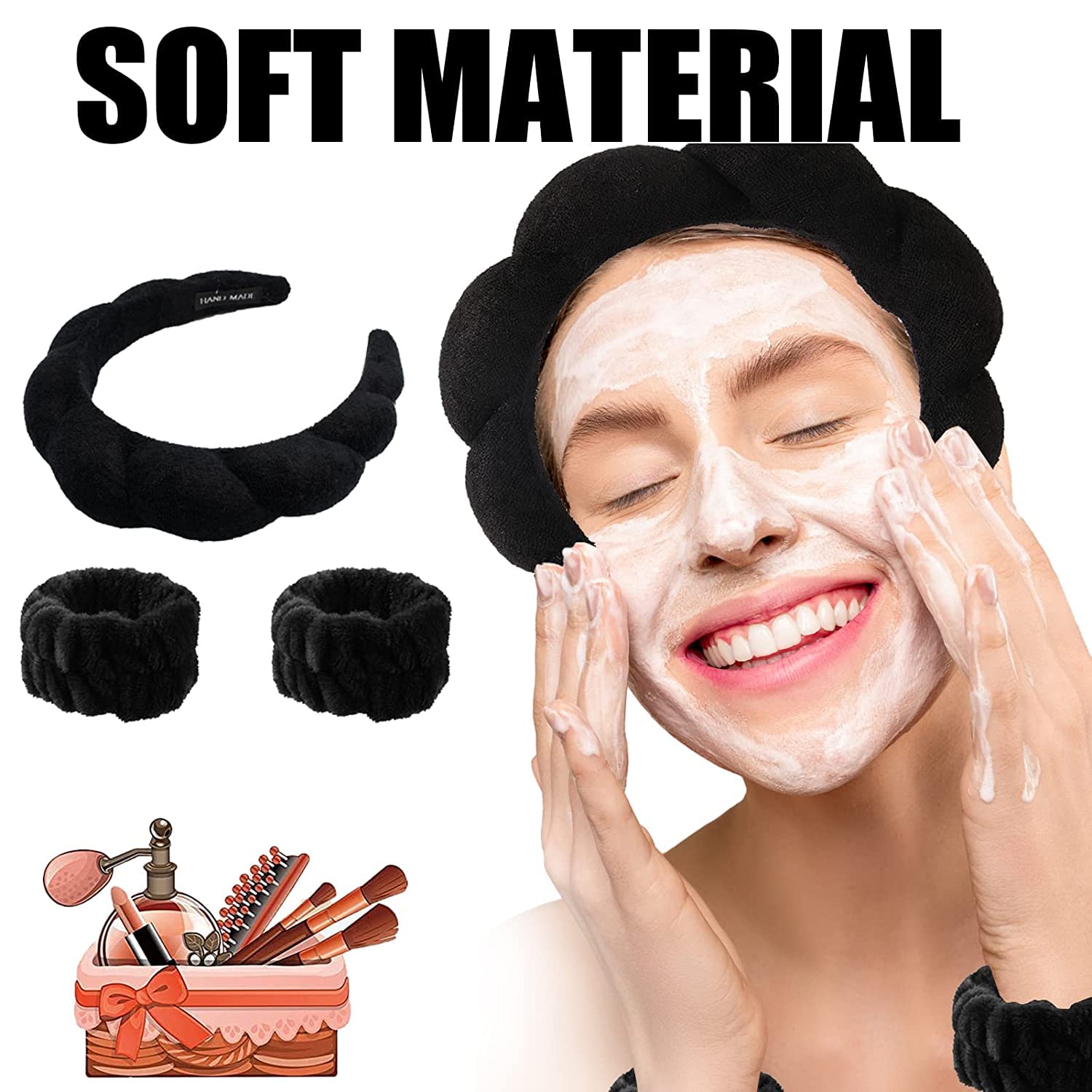 Set 3 Fasce Per Capelli E Viso TIKA In Microfibra - Per Donna, Trattamenti Beauty E Spa