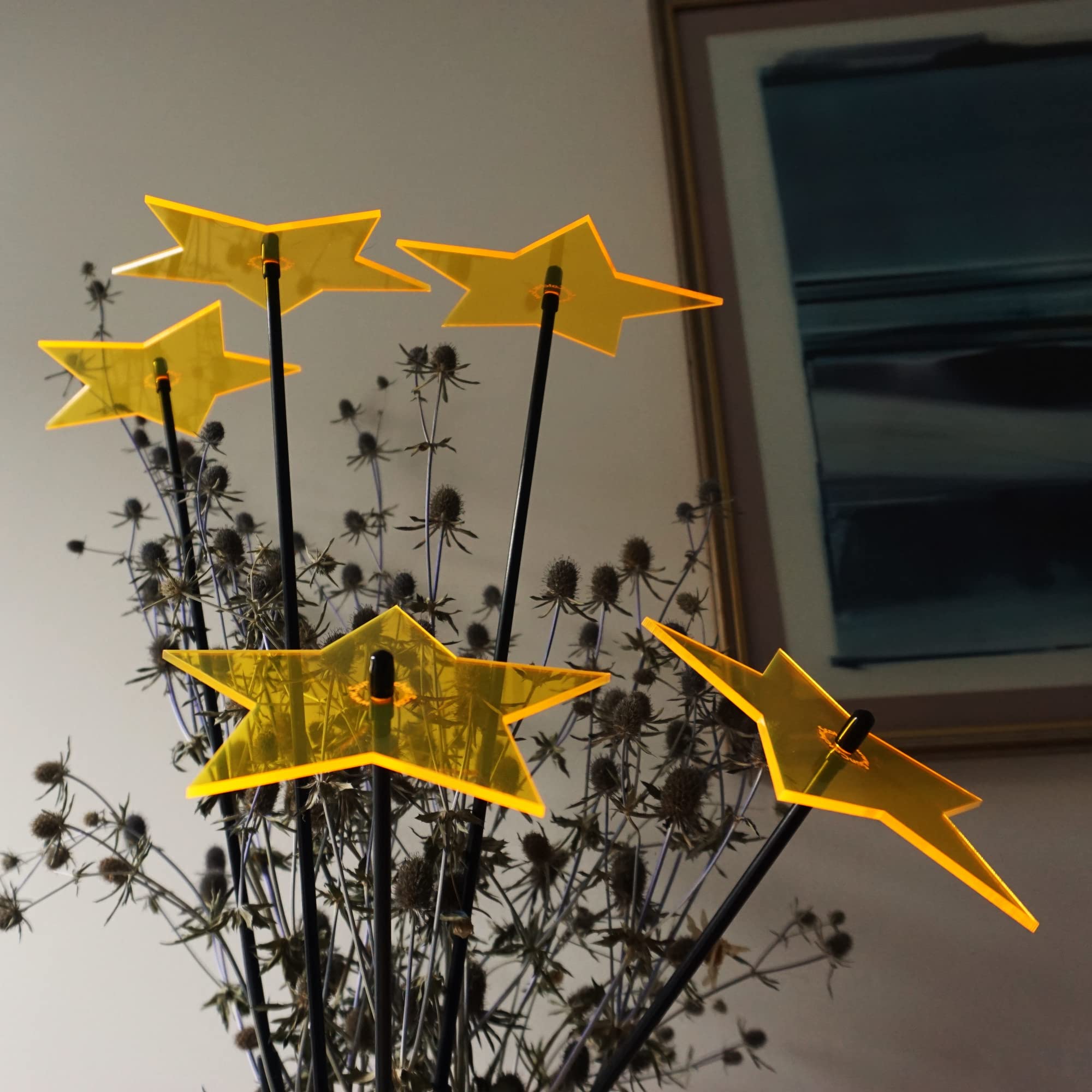 SunCatcher Ornaments Shining Stars, Set of 5 Large ative Stakes, 75cm/29.5'' high Outdoor Accessory, Great ers Gift, Colour:fluorescent Yellow