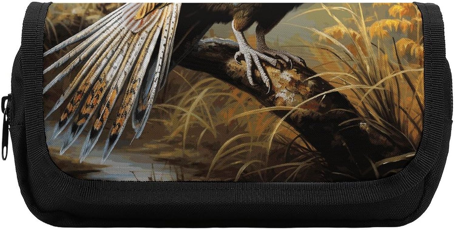 Pencil Pouch Pheasants Animals Pencil Case for Men Women Cosmetic Bag Aesthetic Pen Bag for Office Multifunctional Bags Marker Pen Case