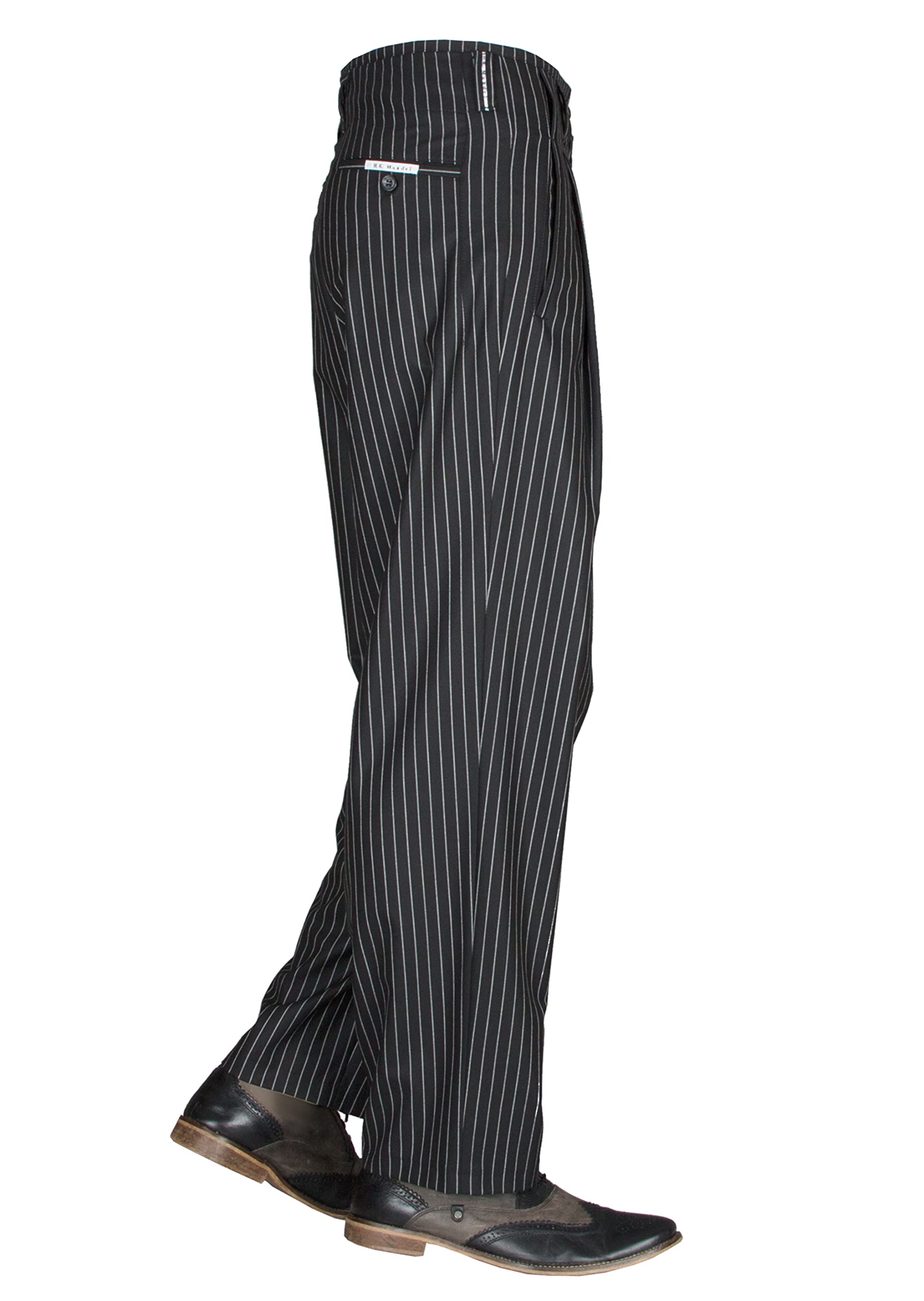 Pantaloni da uomo a righe bianche e nere, stile vintage anni '50, ideali per Boogie, danza e abiti eleganti da sera.