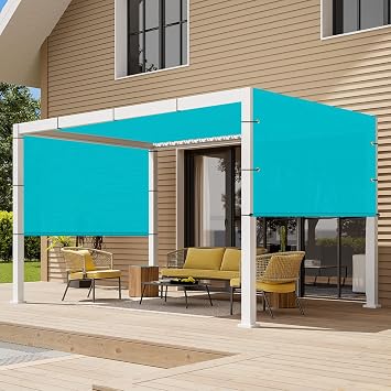 SunnyRoyal Pergola Shade Canopy Cover Waterproof 10 x 8 Replacement Shade Cloth Sail Panelfor Pergola Canopy Outdoor Privacy Patio Porch with Grommets Weighted Rods Turquoise Green