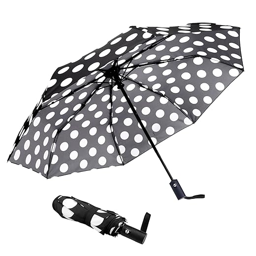 Travel Essentials Umbrella Windproof Compact Collapsible Light, Automatic, Strong and Portable, Wind Resistant Folding Small Umbrella for Rain