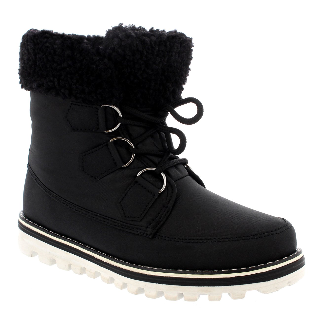 Polar Boot Womens Fleece Lined Snow Winter Waterproof Hiking Durable Ankle Boots - Black Nylon - UK10/EU43 - YC0493
