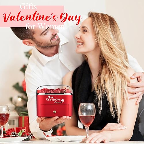 Miniatura 2 de Rosa roja preservada real con collar, regalos para mamá, esposa, mamá en baja, hija, novia en Navidad, día de la madre, día de San Valentín,