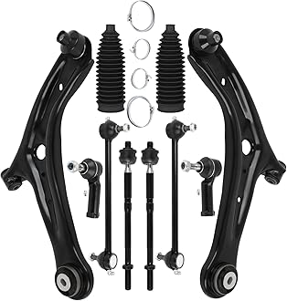 SCITOO 10-PC SET Suspension Kit for 2011-2018 for Ford Fiesta Front Lower Control Arm and Ball Joint Sway Bar End Link Inner Outer Tie Rod End w/Boot