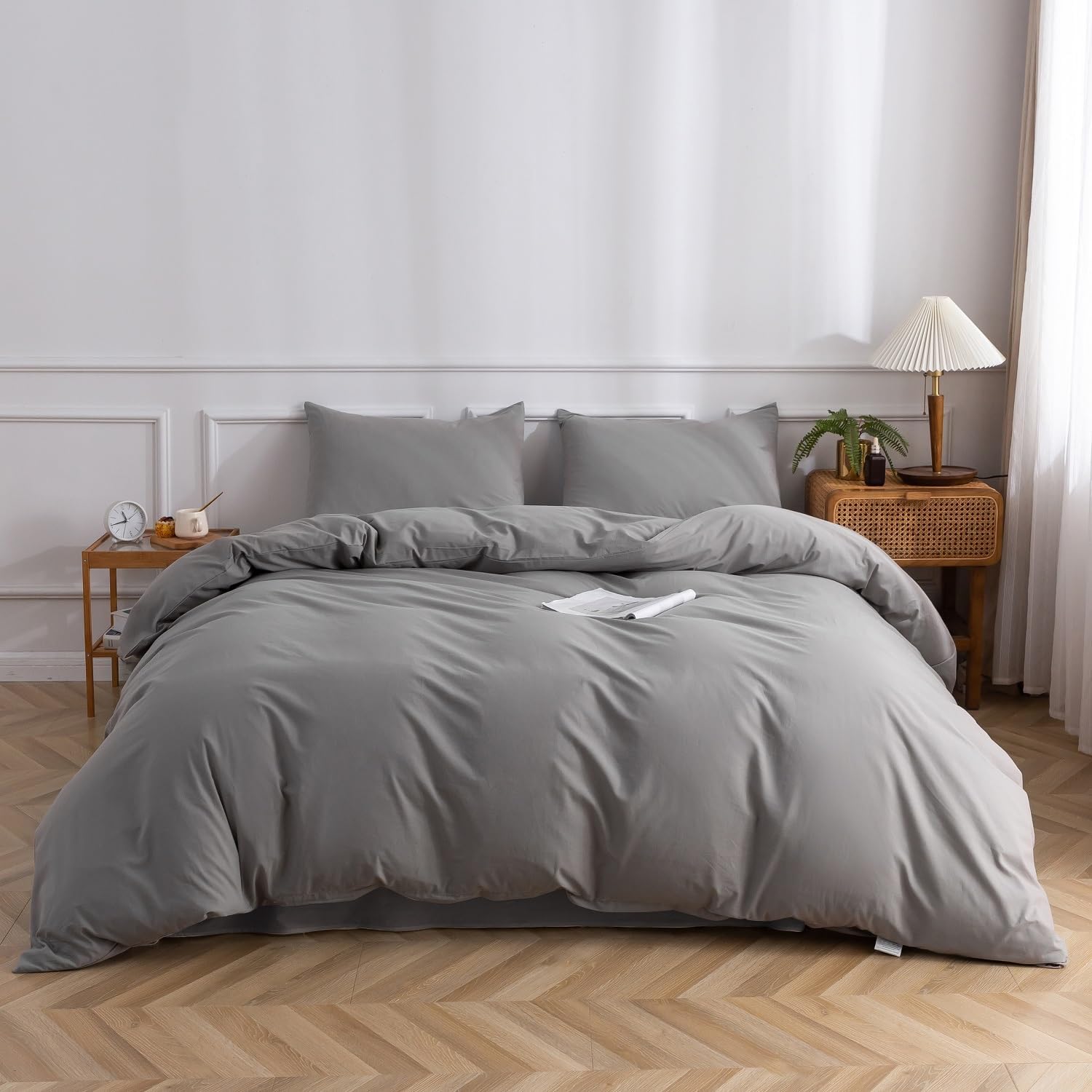 Grey Duvet Cover 100 Washed Cotton Duvet Cover,Luxury Soft