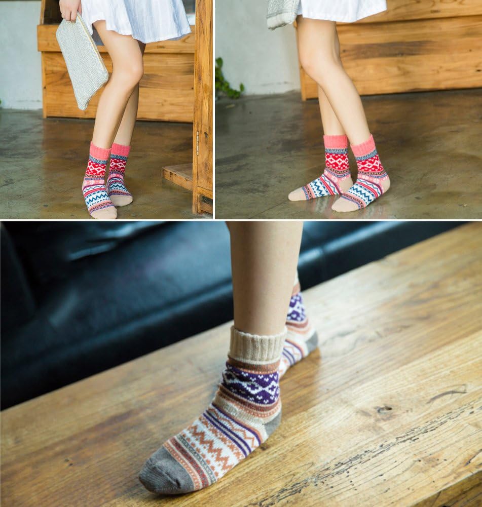 Loritta Wool Socks for Women Warm Winter Socks Knit Crew Calf Hiking Boot Sock Stocking Stuffers Gifts - Image 6