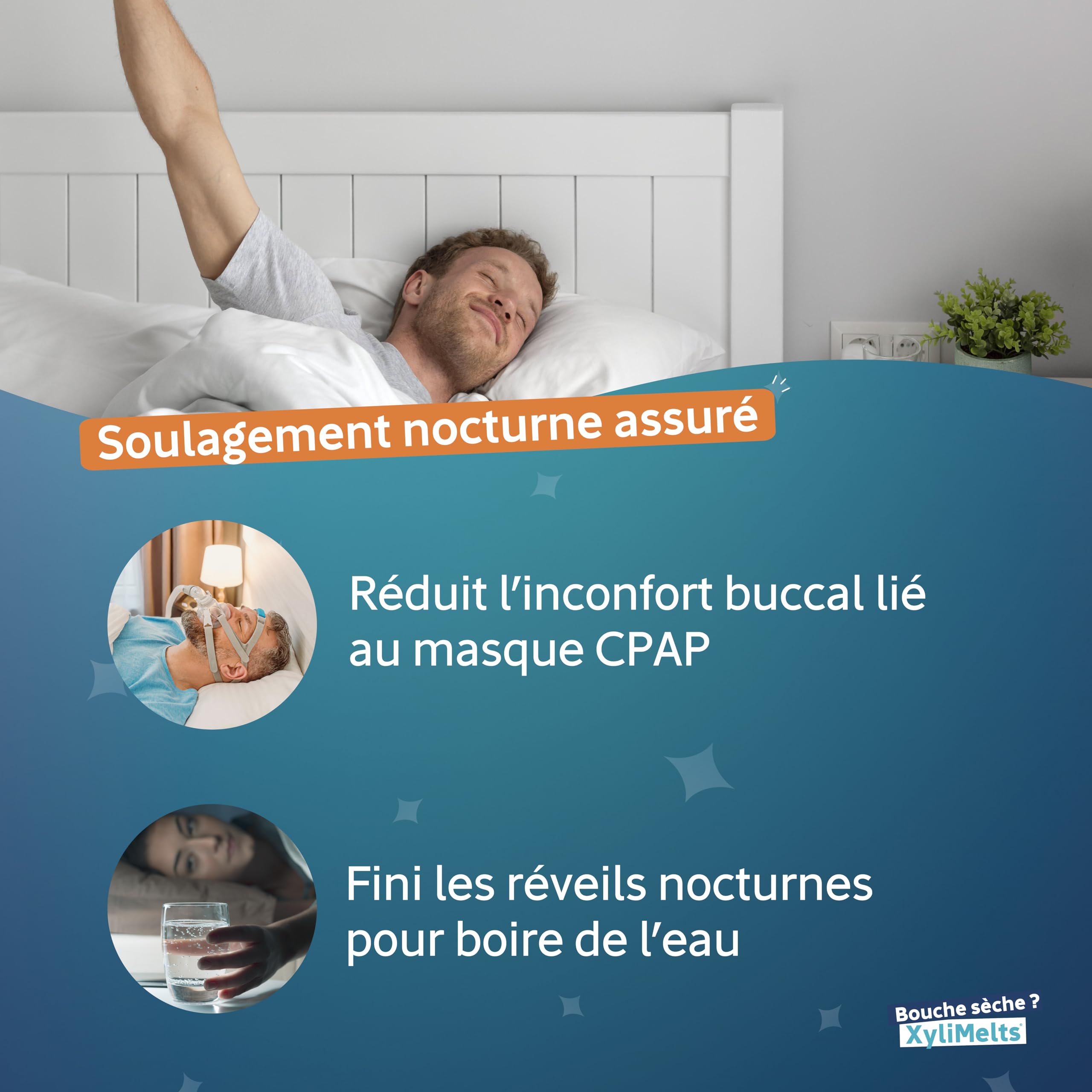 XYLIMELTS Bouche Sèche 80 Pastilles Adhérentes Goût Légèrement Sucrée| Soulage la Sécheresse Buccale Jour & Nuit|Action Jusqu’à 8h| Sans Sucre, au Xylitol| Discret & Naturel| Testé Cliniquement