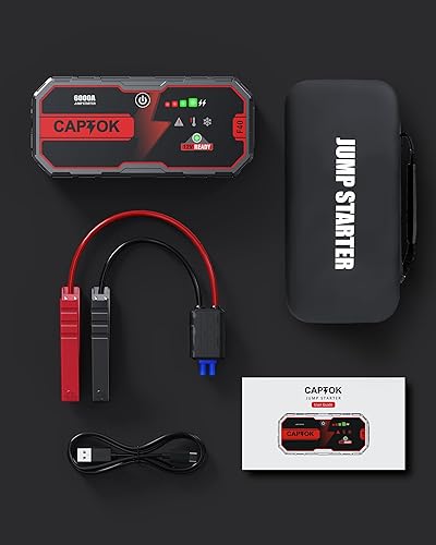 Miniatura 7 de Paquete de batería de arranque de 6000 A (para 13L de gas 13L diesel), batería de coche potable resistente de 12 V, 2 puertos USB, caja de salto de