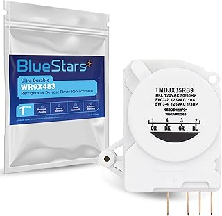 BlueStars Ultra Durable WR9X483 Refrigerator Defrost Timer Replacement – Compatible with GE & Kenmore Refrigerators – Replaces TMDJX35RB9 WR09X10130 WR9M418 WR9X10075 PS310852