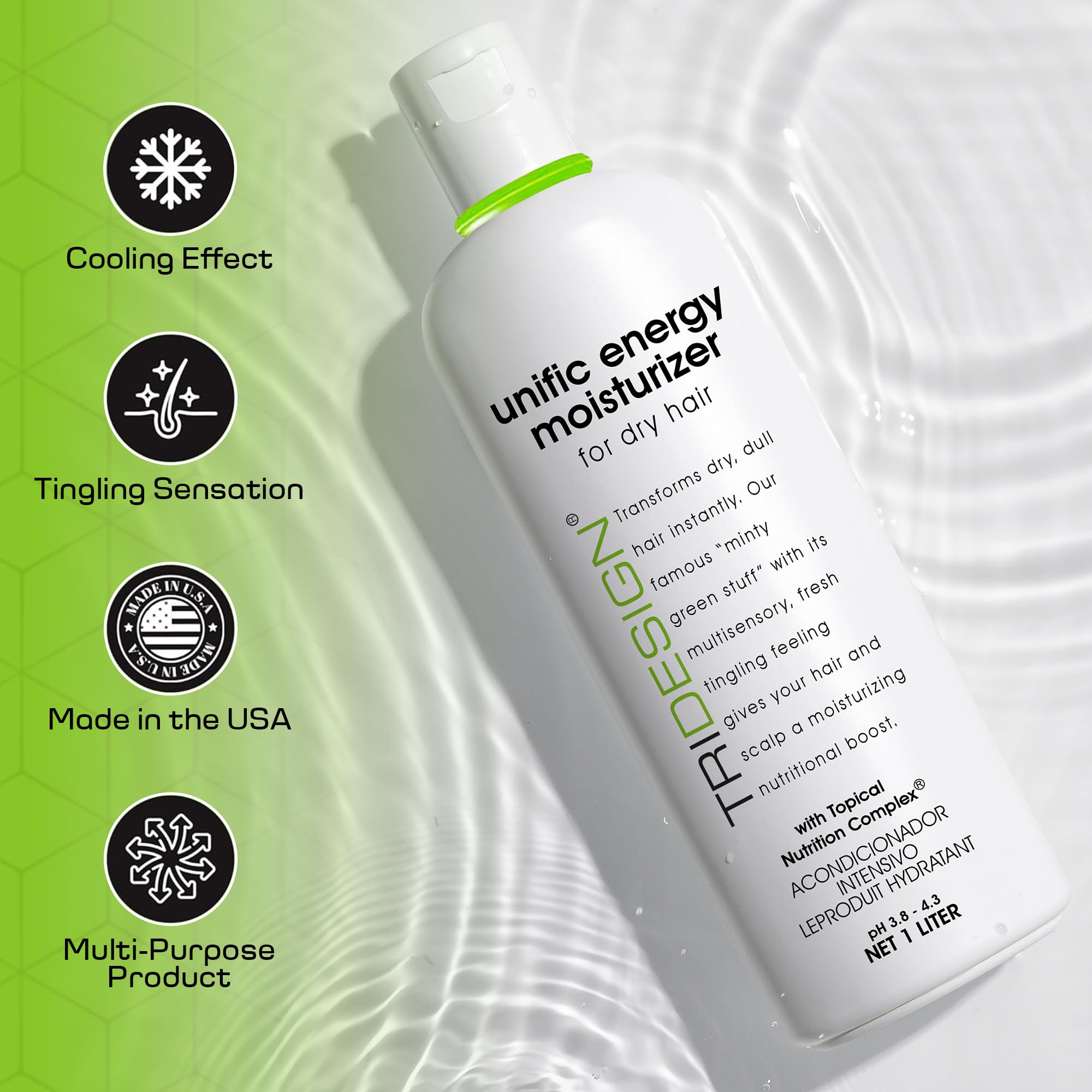 TRI Design Unific Energy Moisturizer - Deep Hair Conditioner for Dry Damaged Hair - Moisturizing for Curly, Frizzy, Thick Hair - Hydrating Conditioner for Men and Women, 32 oz