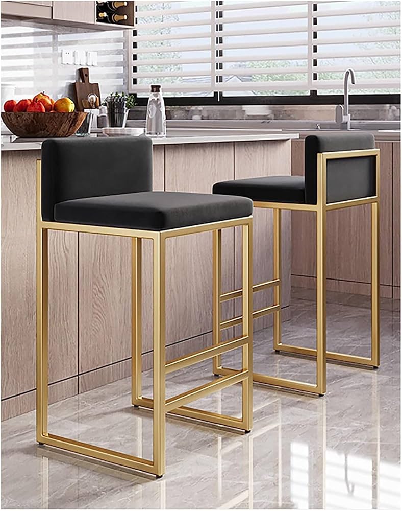 Bar Stools Set Of 2, Velvet Button Tufted Upholstered Counter Height Barstools Nailhead Trim Footrest Ring Pull Leisure Wing Back Bar Chairs Kitchen Livi