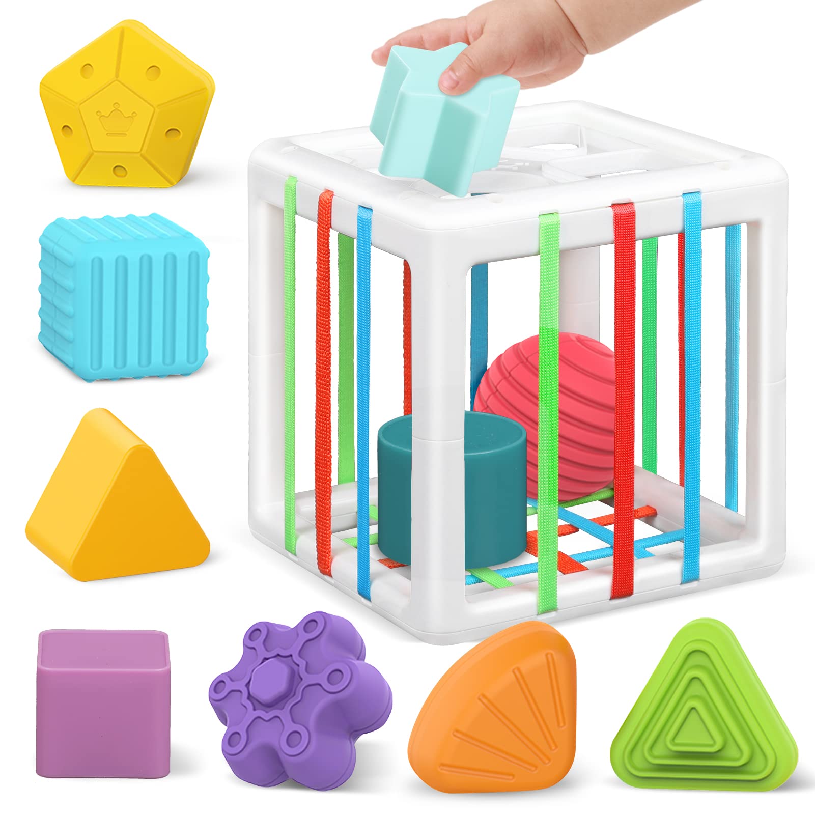 Buy Baby Shape Sorting Toy, Sorting Baby Toy with Elastic Bands, 10 Pcs