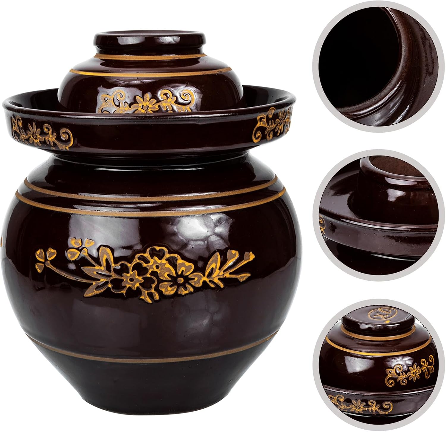 Ciieeo Traditional Ceramic Pickle Jar 5.5lb Thick Retro Kimchi Fermentation Crock with Sealed Lid for Pickled Vegetables and Salted Eggs Random Color