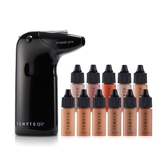 TEMPTU Air Flawless Complexion Airbrush Kit Cordless Pro Airbrush System Refillable Pro Makeup Cartridges Includes Primer, Blush, Highlighter & Perfect Canvas Foundation Set