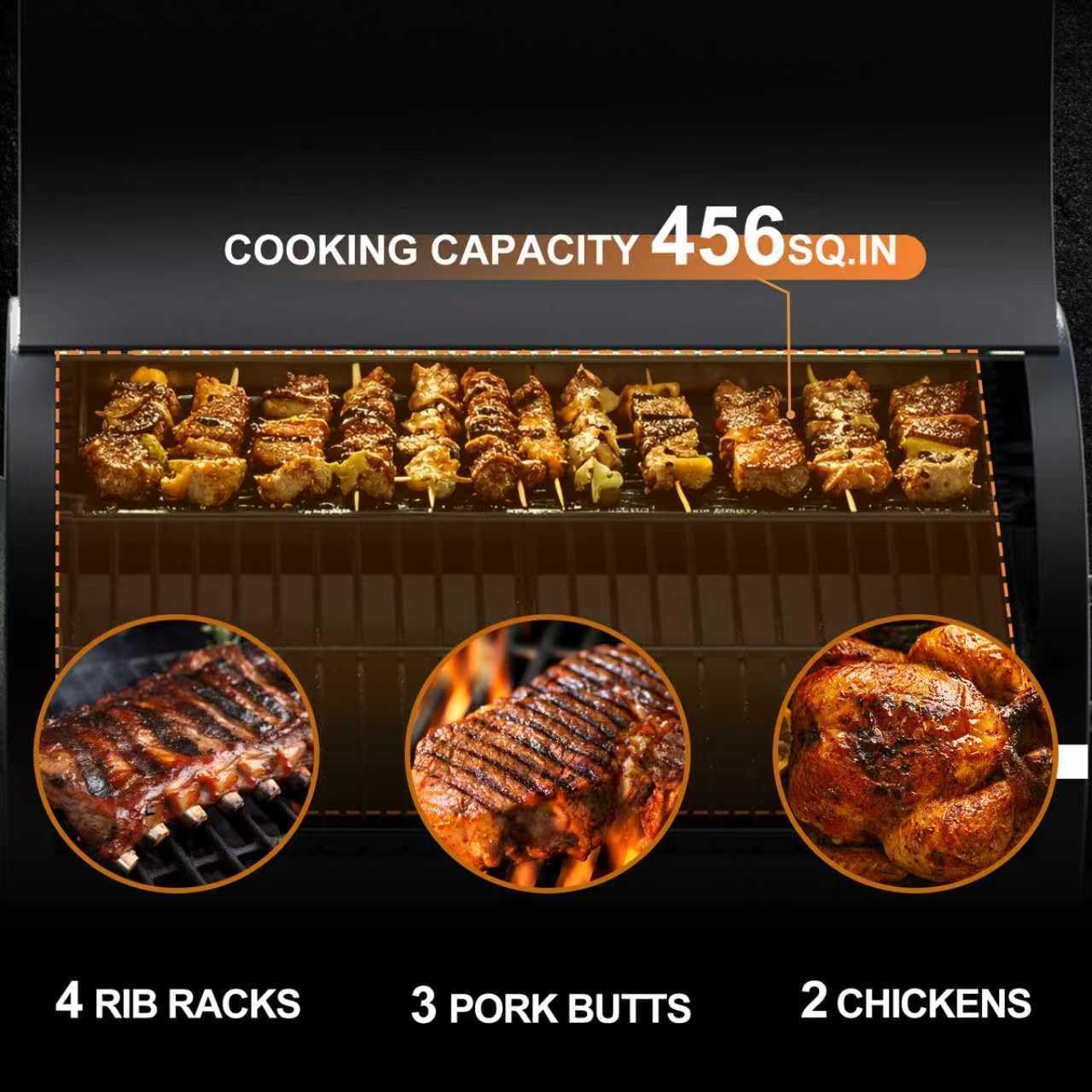 DAMNISS Holzpellet-Smoker & Grill, 0.29㎡ Kochbereich mit PID-Temperaturregelung (82.2-230.2 °C) Barbecue Elektrische Outdoor-Grills & Smoker, Terrasse, Hinterhof, Camping, für Fleisch, Braten (XL)