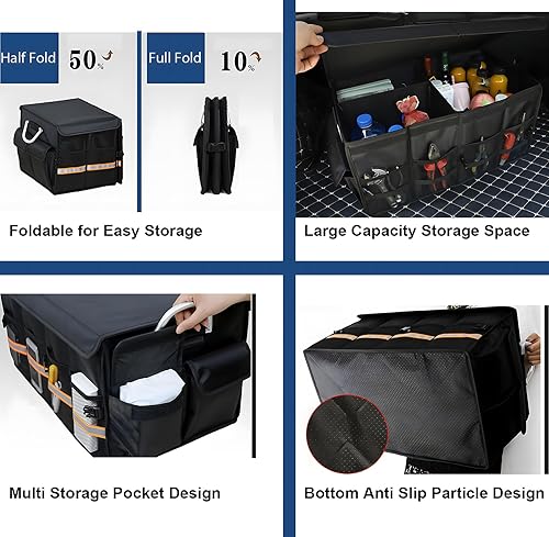 Miniatura 4 de Organizador plegable para maletero de automóvil con tiras reflectantes, tela Oxford 1680D duradera, contenedor de almacenamiento de gran capacidad