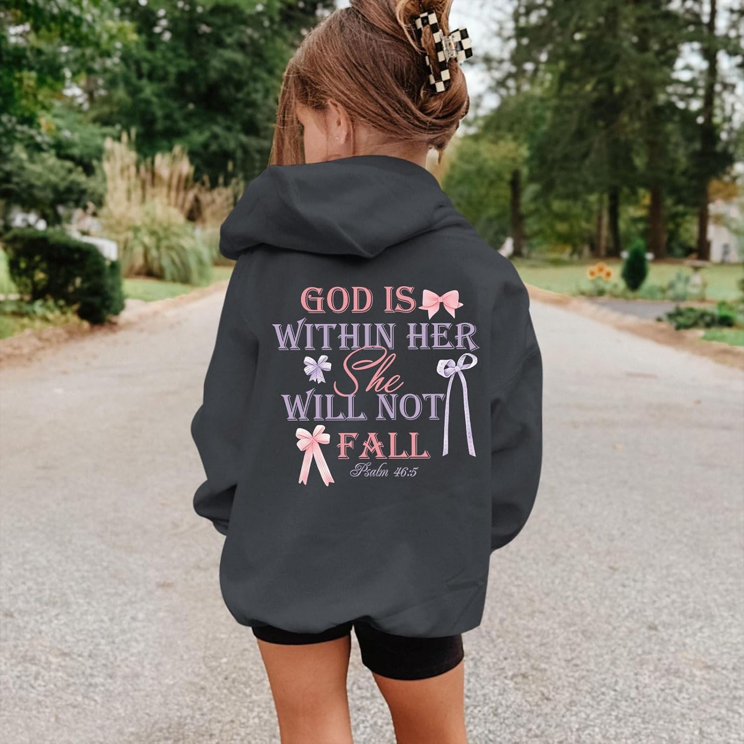 Girl's Christian Graphic Hoodie God is Within Her Hoodies for Kids Jesus Faith Religious Sweatshirts Pullover Tops - Image 4