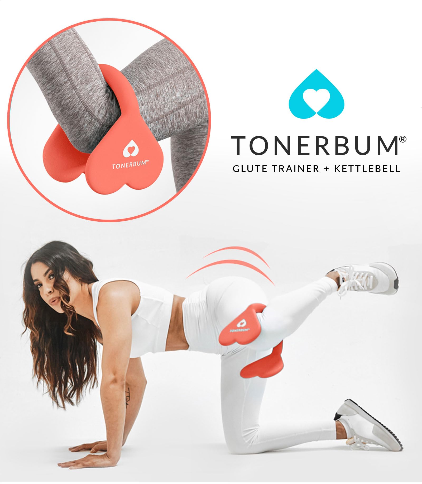 Booty Builder & Booty Trainer for Women & Men - Perfect Butt Workout Equipment for Glute Exercise, Buttocks Lifting - Iron Core Neoprene Weight with Non-Slip Grip - 1 Unit Orange Peach - 10LB