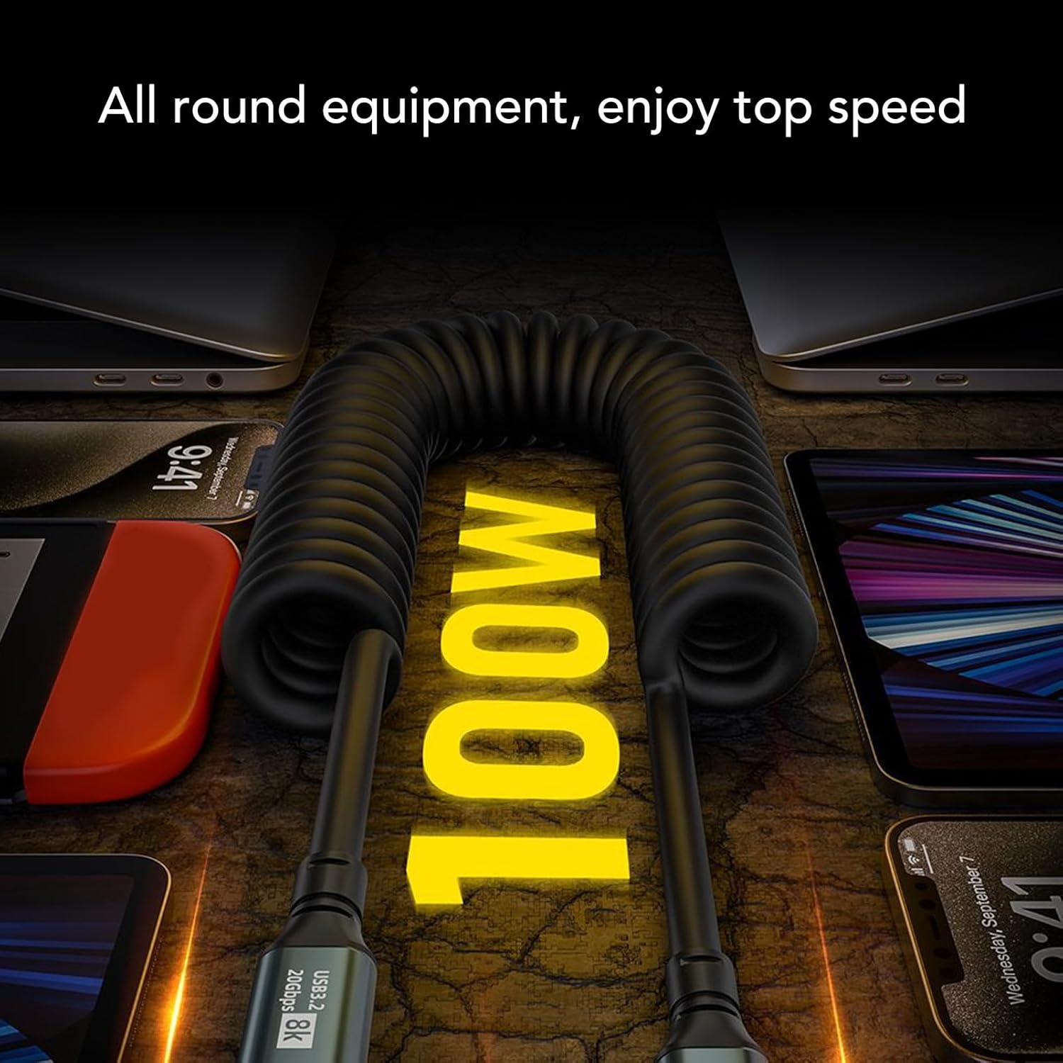 Zopsc USB C to USB C Spring Cable