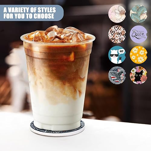 Miniatura 7 de Portavasos para automóvil, posavasos de cerámica absorbente con bandera de Estados Unidos y águila, paquete de 2, posavasos de automóvil para