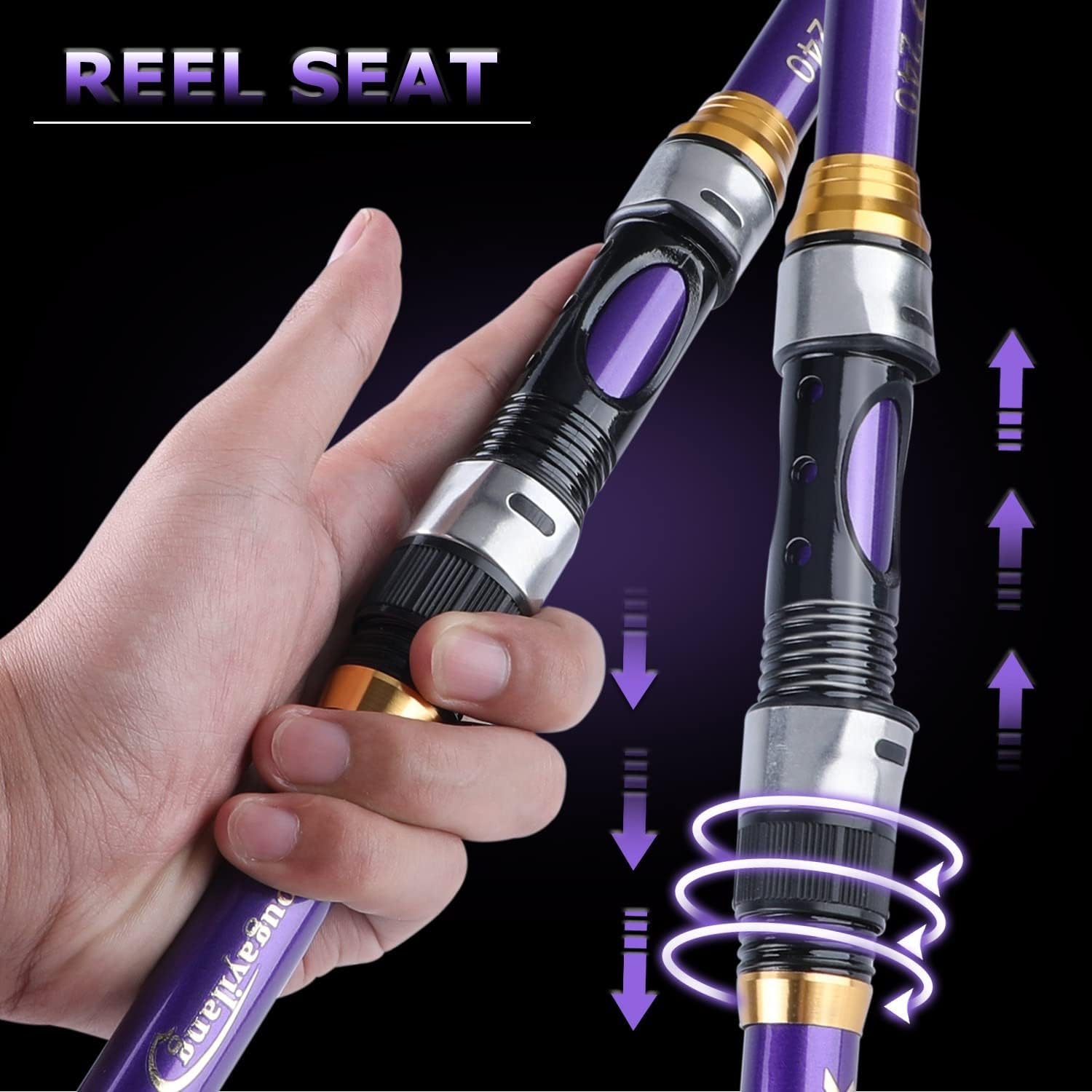 2.7m Portable Telescopic Fishing Rods Handle Travel Fishing Pole for Bass Trout Fishing Fishing Tackle Purple
