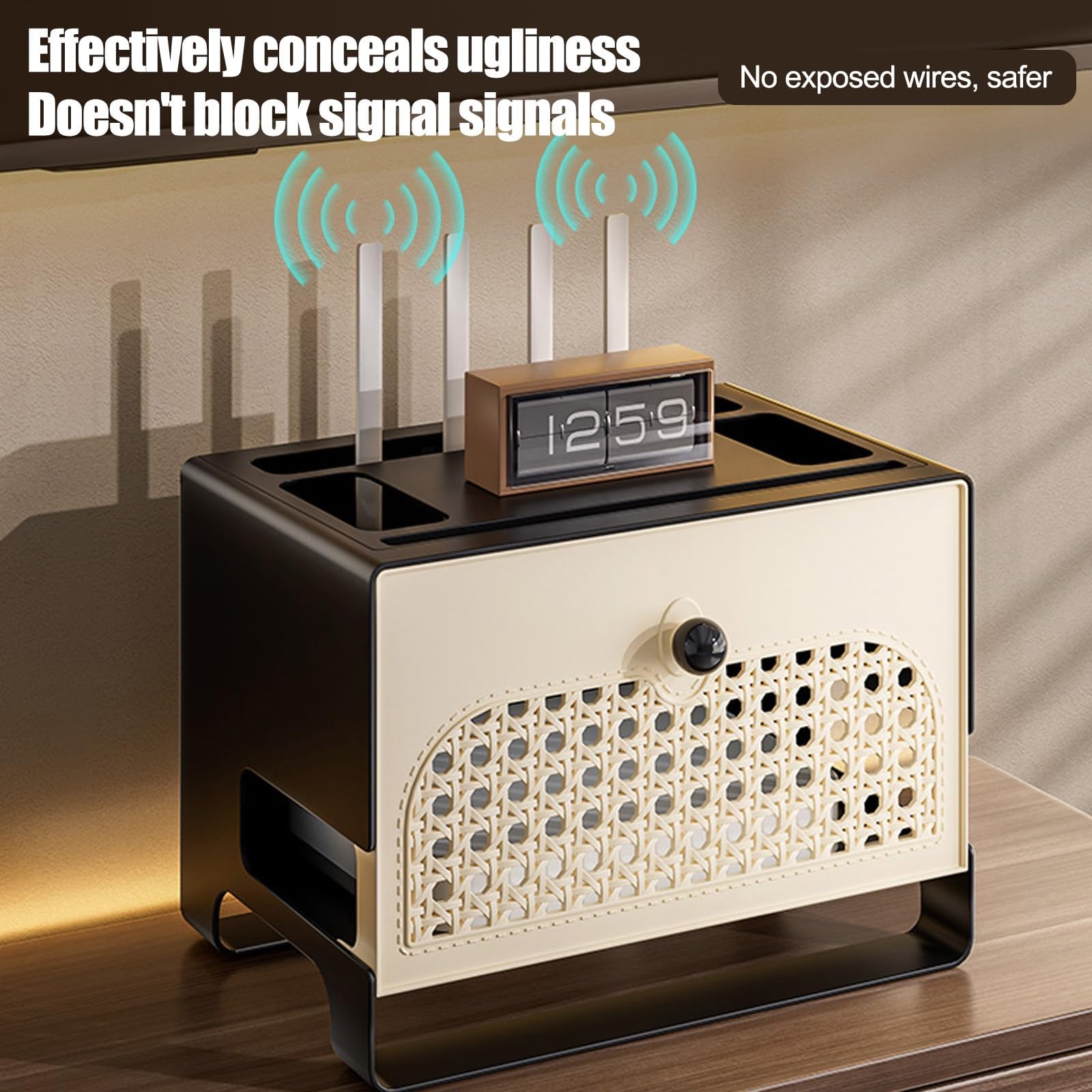 Mensola per Router, mensola per proiettore, mobiletto portaoggetti per Router WiFi, nascondi Cavi per casa e Ufficio