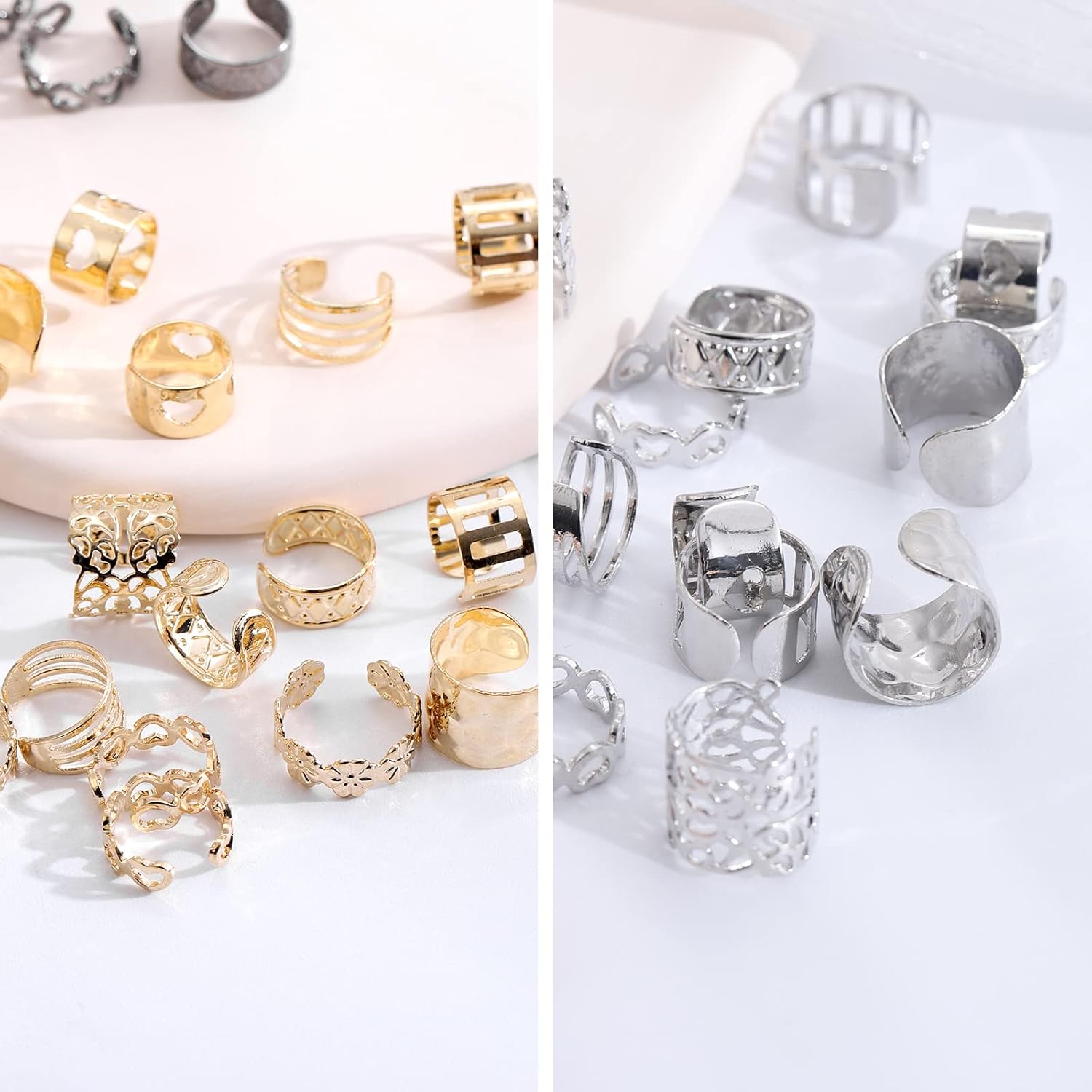 64 Pcs Ear Cuffs Set for Women & Men - Non-Piercing, Helix Cartilage Clip-On Wrap Earrings in Gold,Silver,Rose Gold and Black Ear Cuff - Fake Earrings Cartilage and Cuff Earrings for Ear Piercing or Non-Pierced Ears - Image 6