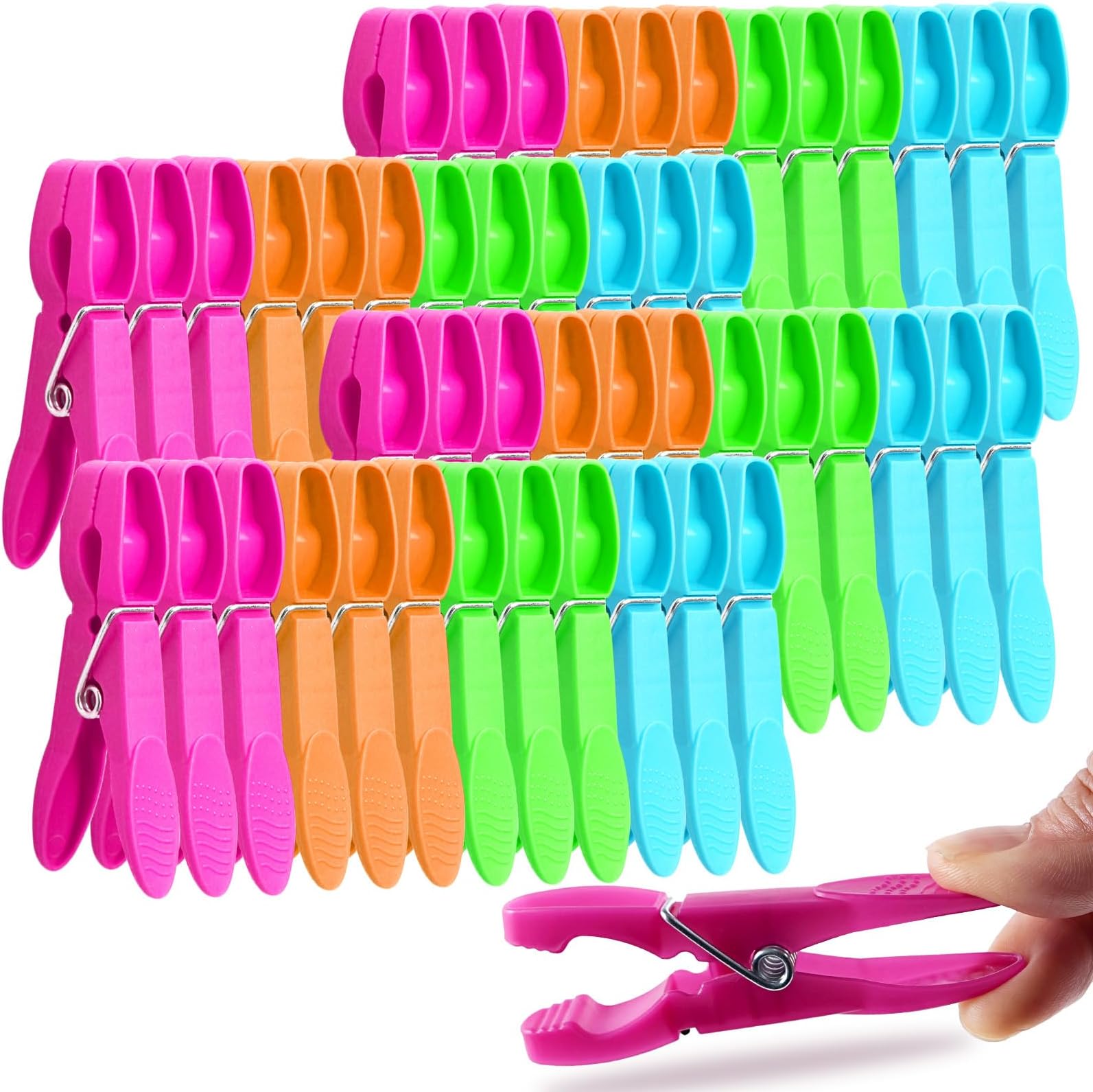 Clothes Pins,48 Pack Colored Plastic Clothespins, Clothes Pins Heavy Duty Outdoor, Non-Slip Laundry Clips for Hanging Clothes, Towels, Crafts, Picture, Clips Food Package Clips