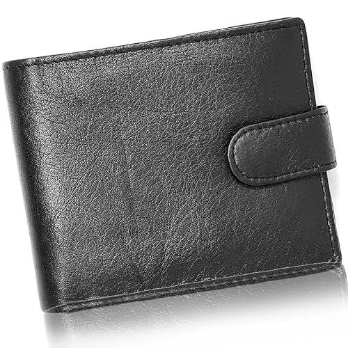 Image of Trevixor Mens Wallets, RFID Wallet for Men UK, Slim Bifold Black Wallet with 8 Card Slots, Coin Pocket and ID Window, Leather Minimalist Design for Daily Use, Gift-Ready Black Wallet for Men