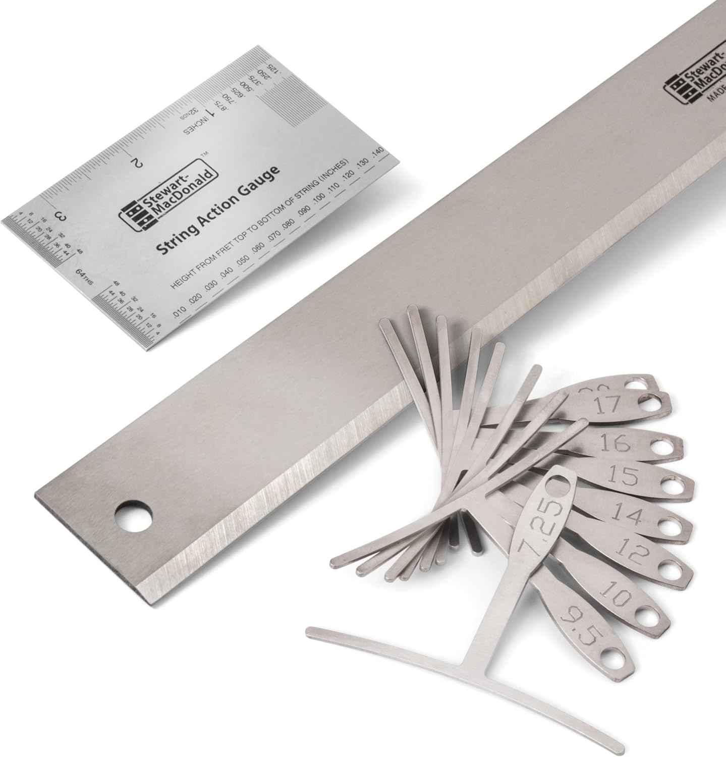 StewMac Understring Radius Gauge Tool, Set of 9, Extra-Wide Width for Bass Guitar Setup