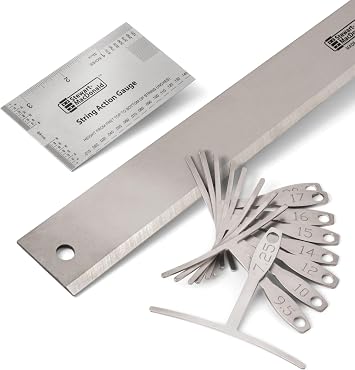 StewMac Basic Guitar Setup Kit - Inch | String Action Gauge 18" Precision Straight Edge with 9 Understring Radius Gauges | Professional, Accurate and Easy to Read Lucia Tool