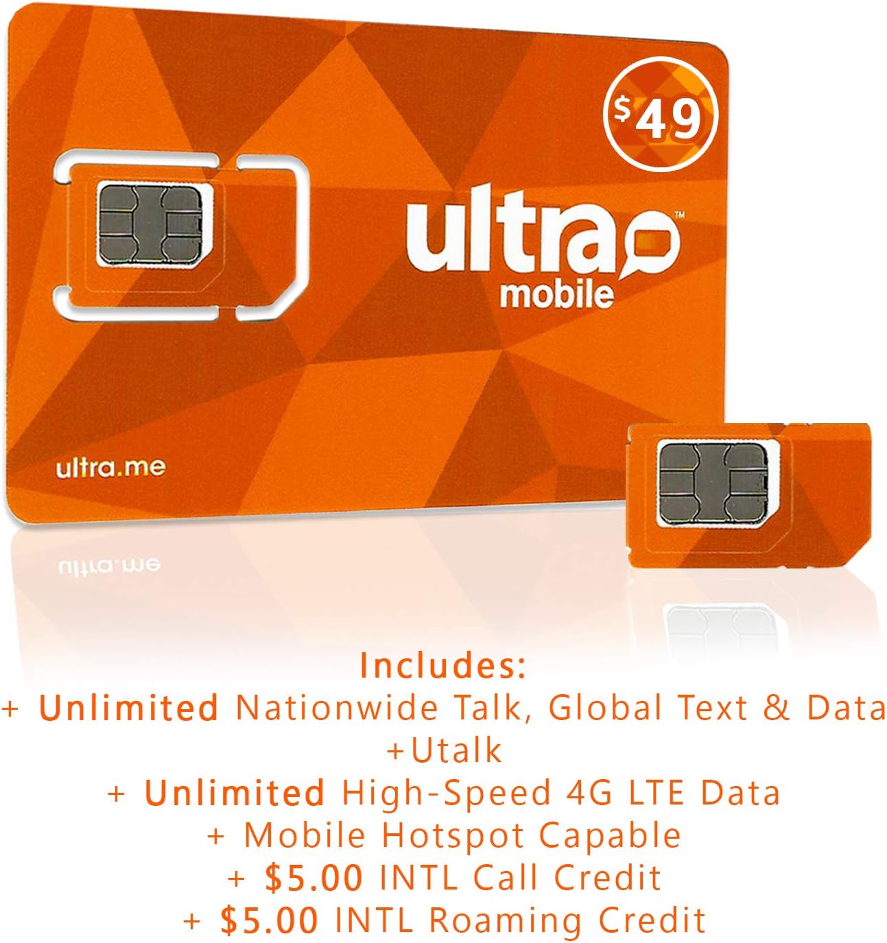 Ultra Mobile triple punch(Regular,Micro & Nano) all in one SIM Card With $49 Plan