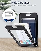 Vista 5 de Uniclife Paquete de 3 portatarjetas de identificación con ventanas de doble cara, funda vertical de plástico duro, bolsa protectora de tarjetas