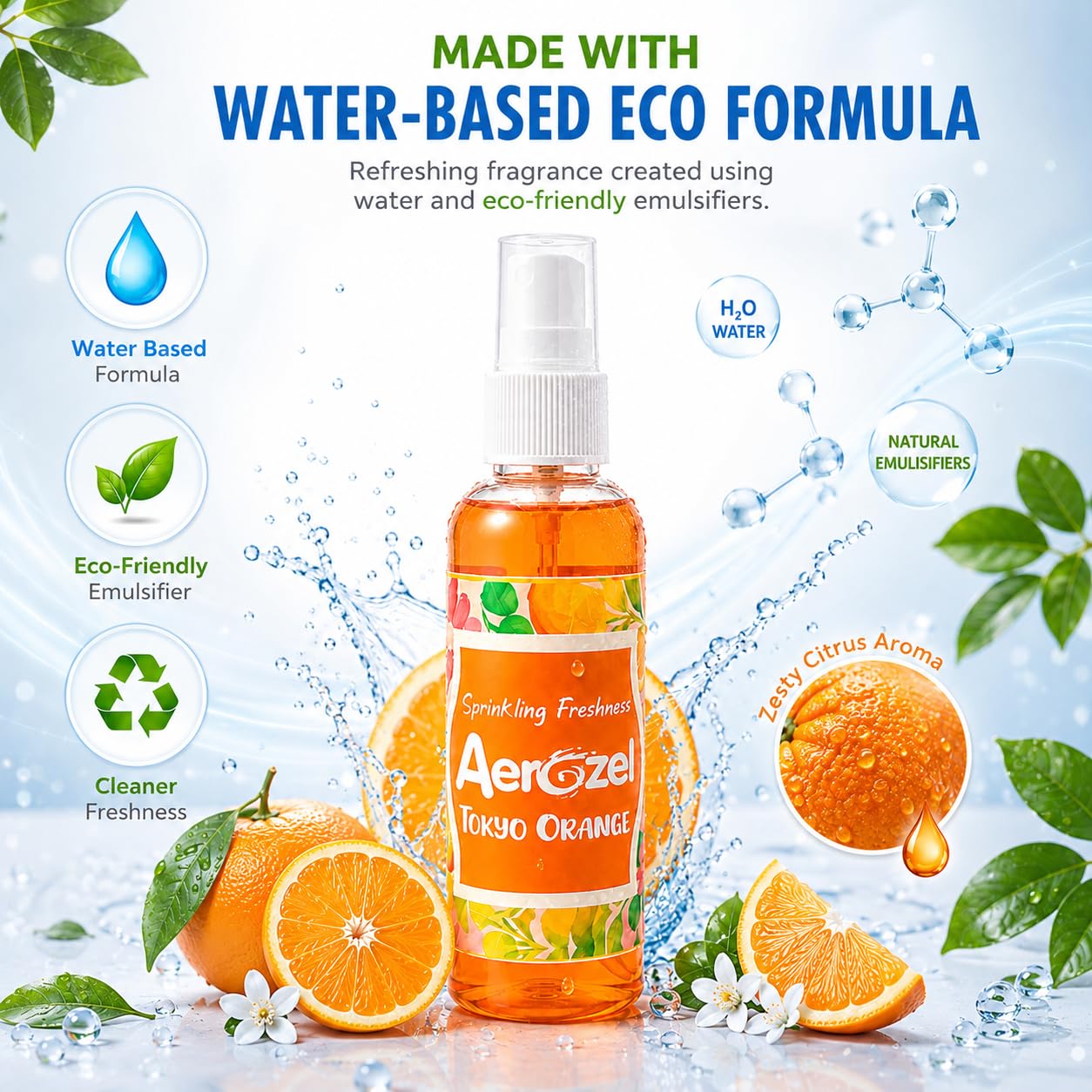 AEROZEL Air Freshener Spray Tokyo Orange 100ml | Room Spray for
