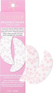 Pacifica Beauty Reusable Smile Line Mask, Skincare, Silicone Mask, For Fine Lines and Wrinkles, Lift and Firm, Pair with Serum, Storage Tin Included, Skin Care, Smile Line Patches, Vegan, 2 Pieces