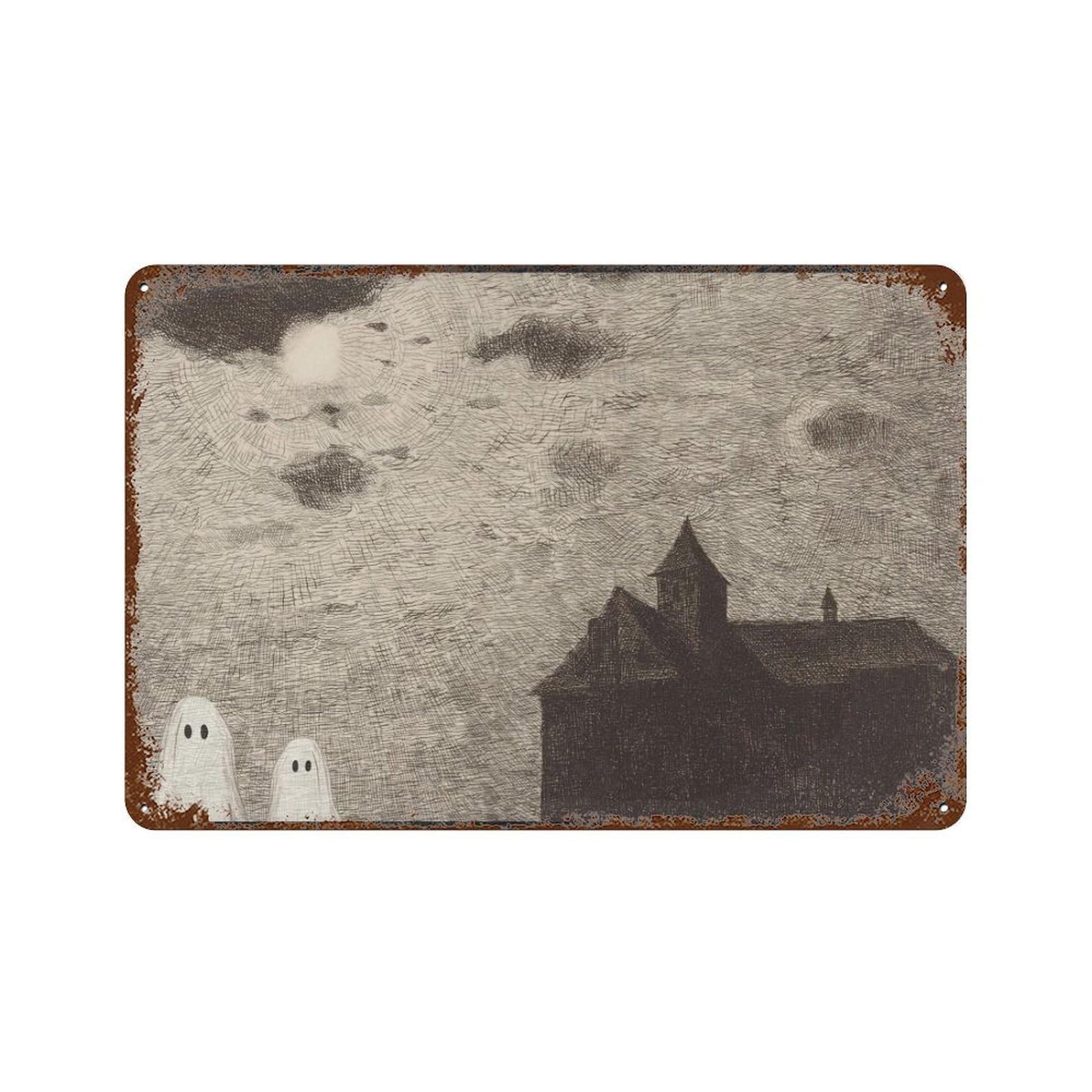 xiaoxiaoshen Ghosts Halloween Decor Wall Decor Art Metal Tin Poster Modern Home Decor Art Home Bar Shop Decorations Vintage Sign 20x30cm
