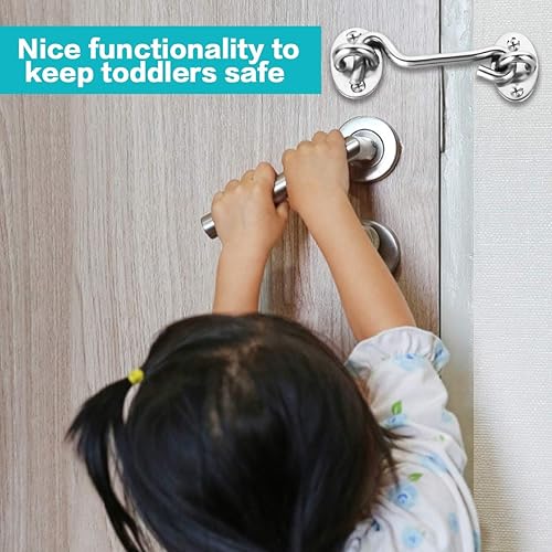 Miniatura 3 de Paquete de 2 cierres de gancho y ojal de acero inoxidable resistente para puerta corrediza de granero (8 pulgadas)