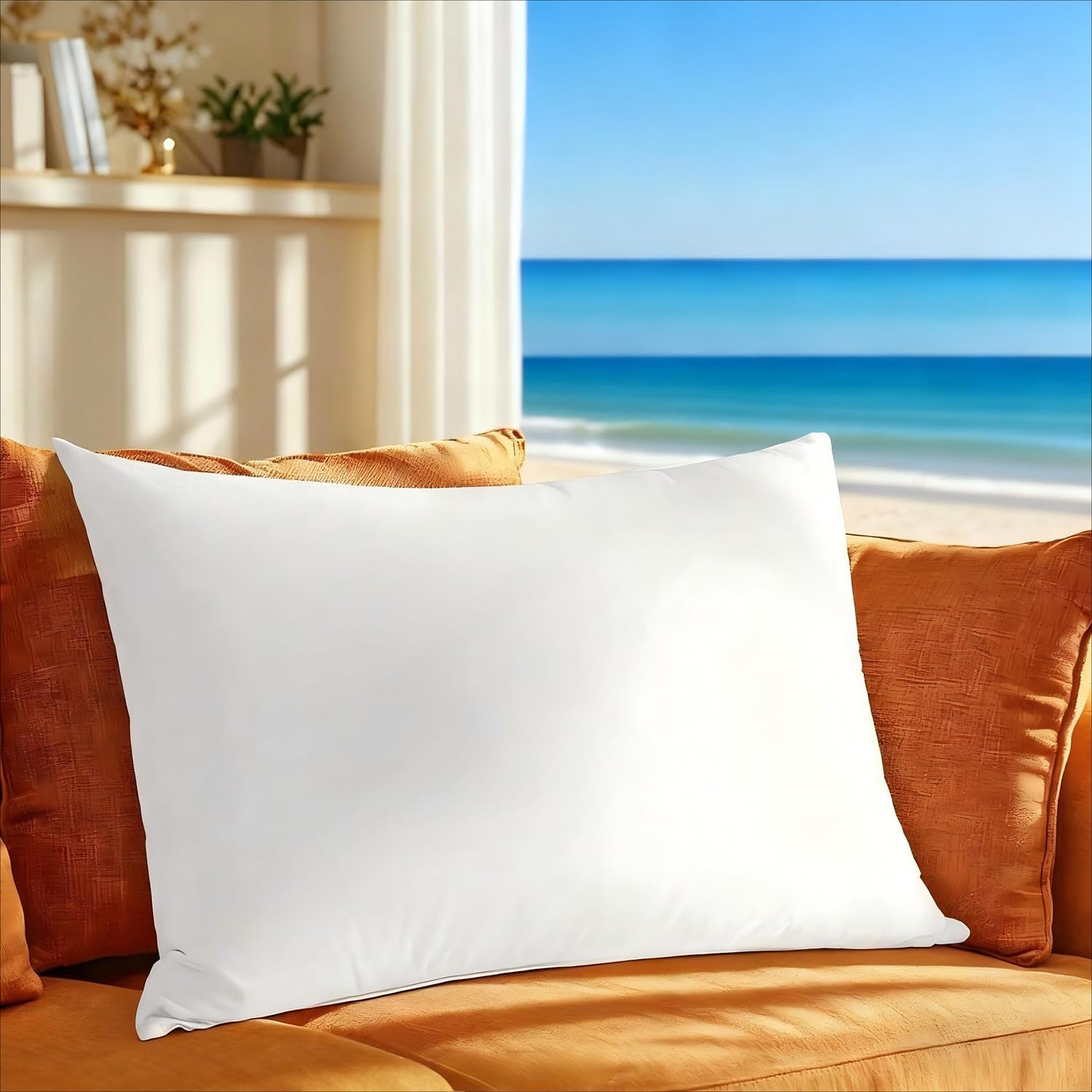 Shilucheng Goose Down Pillows King Size Set of 1, 1050+ Fill Power Side Sleeper Pillow for Sleeping Neck Pain Relief,100% Cotton Shell Hotel Quality Pillows（White,20" x 36"）