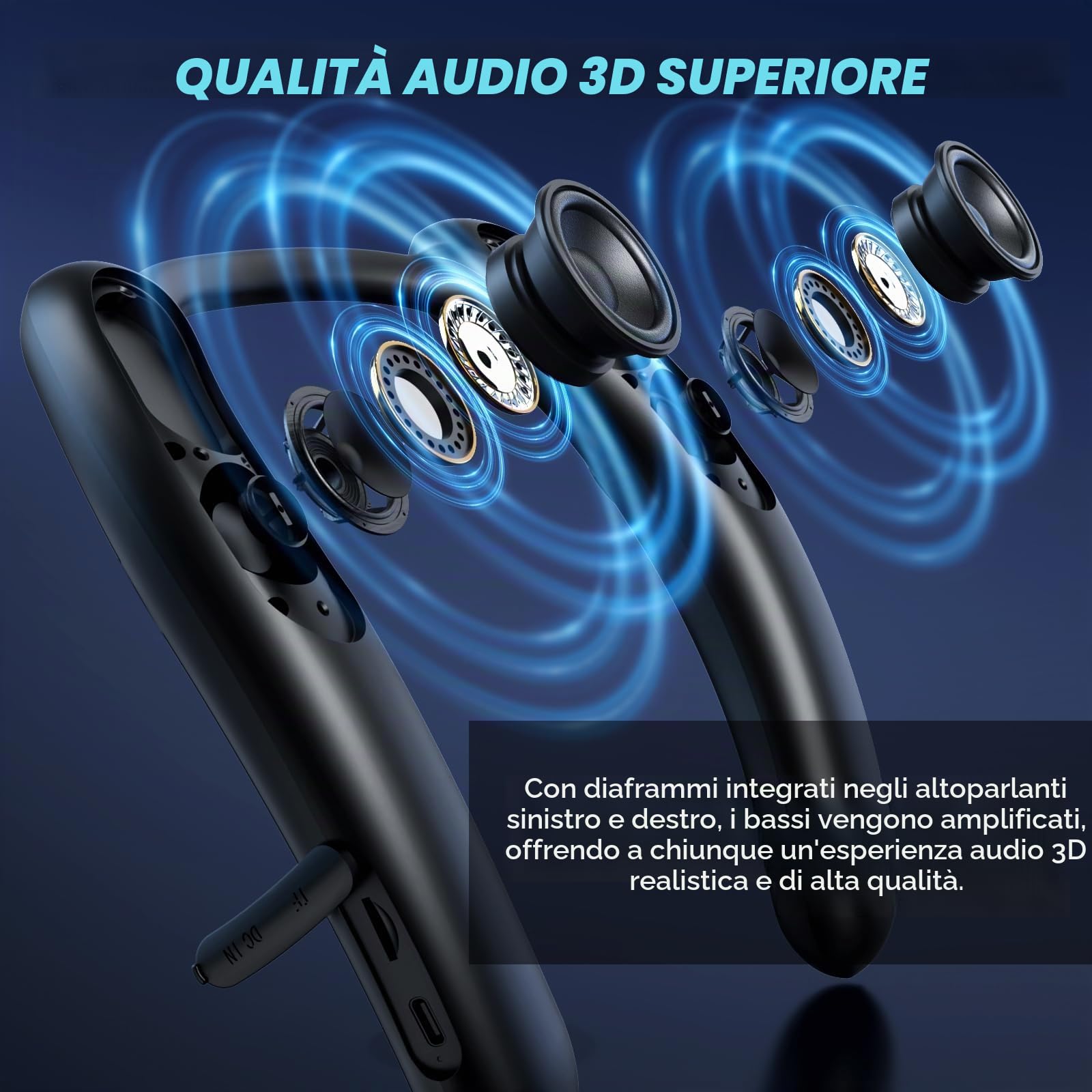Smalody Altoparlante wireless con archetto da collo, altoparlante Bluetooth