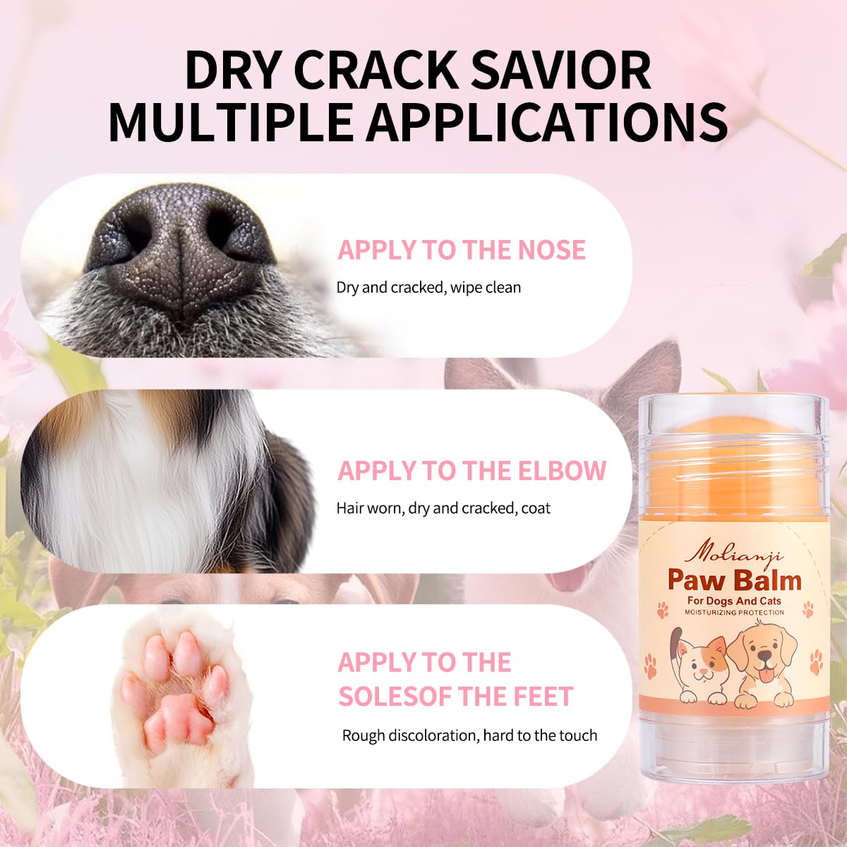 Dog Paw&Nose Balm Lick Safe1.4oz(40g),All-Natural Ingredients Pets Paw Wax,Healing Moisturizer with Coconut Oil&Honey,for Dry Cracked Dog & Cat Paws,Nose & Elbows, Horse Hoof, Joint Care - image 2