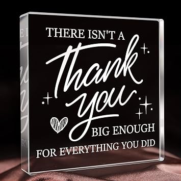 Thank You Gifts for Women Men, Teacher Appreciation Gifts, Square Acrylic Desk Decor, Thank You Plaque for Leader Colleague Principal Coworker Daycare Nurse Boss
