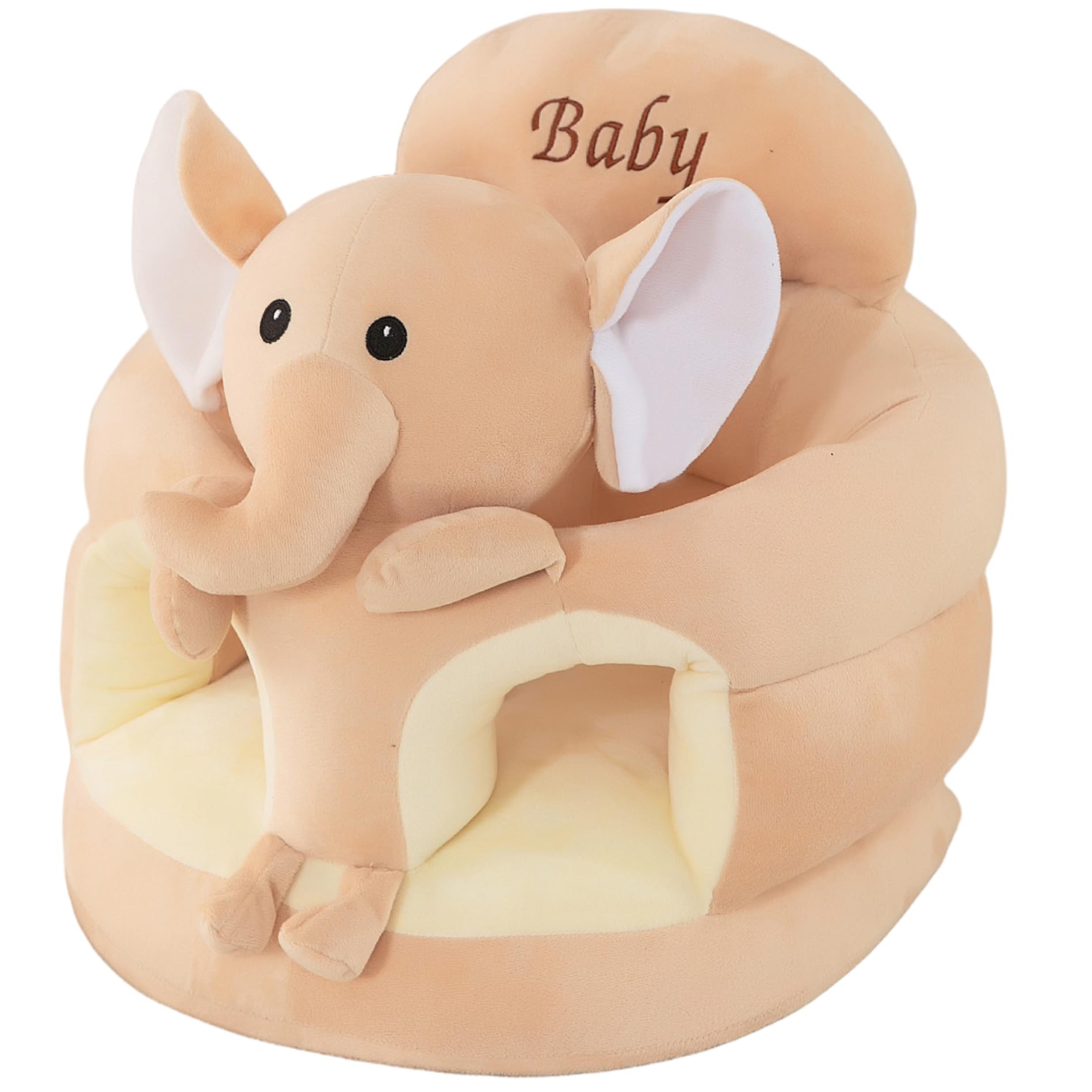 Seggiolino da pavimento per bambini in peluche con animali dei cartoni animati, 45x45 cm Sedia da pavimento con supporto per la schiena per neonato con elefante carino, seggiolino per bambini per sed