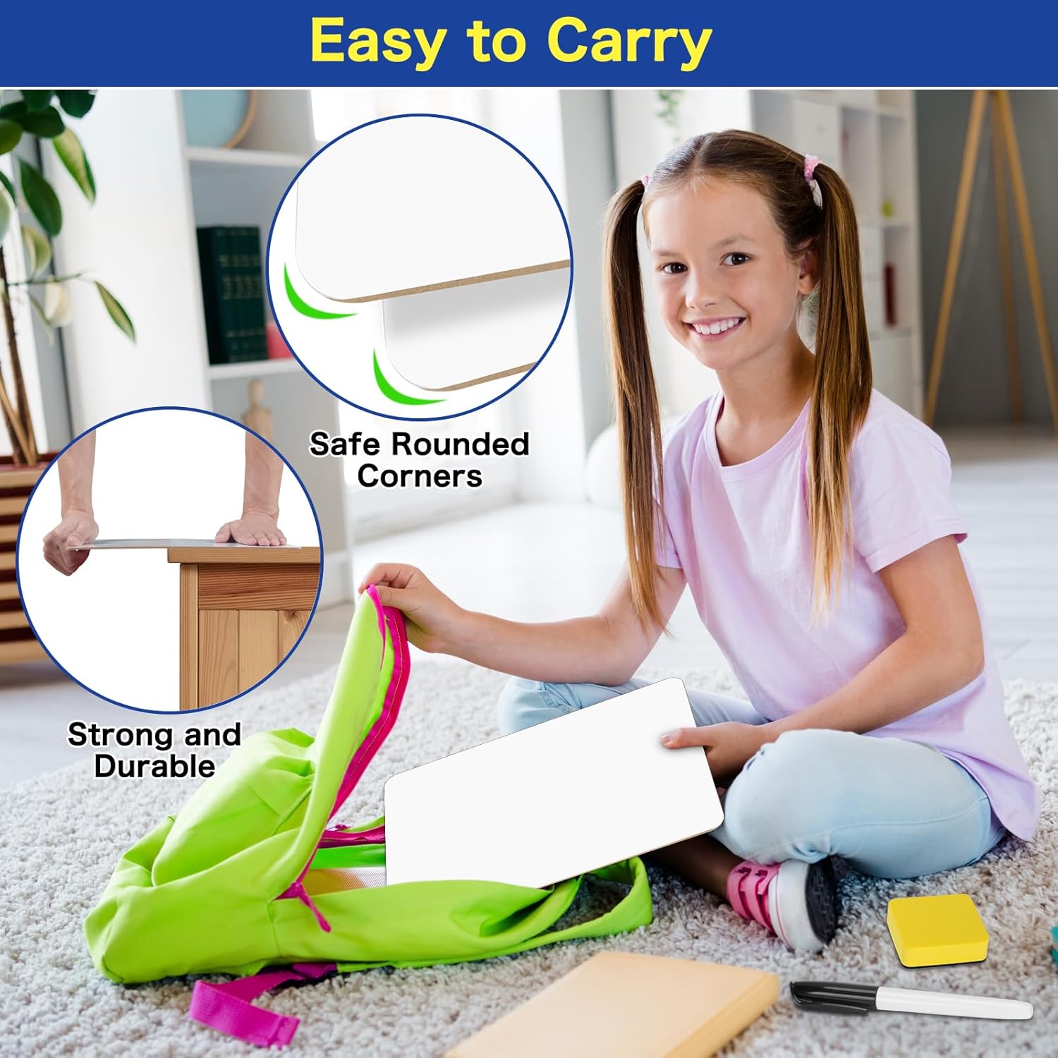 BainGesk Small White Board, 24 Pack Dry Erase Board, 9"×12" Mini White Board Double Sided for Students, Whiteboard Bulk with 24 Markers, 24 Erasers, Office Supplies, Classroom Must Haves image 5 of 7 B0BZSP1NBF