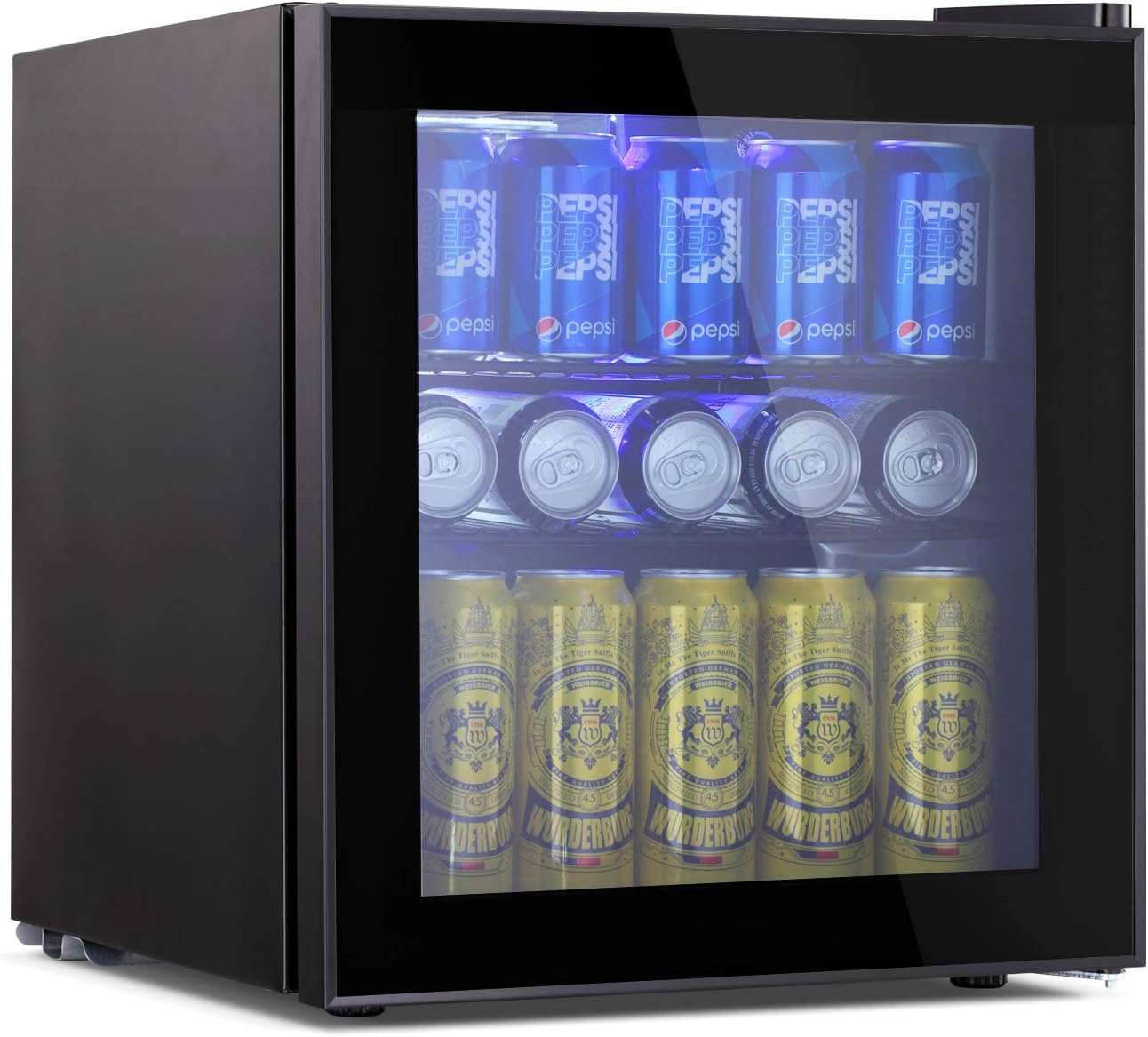 TAVATA Beverage Refrigerator and Cooler 1.6 Cu. Ft. Drink Fridge with Glass Door for Soda, Beer or Wine, Small Beverage Center with 1 Removable Shelves for Office, Man Cave, Basements and Home Bar