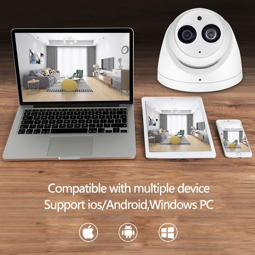 Flash Deals - 60% OFF UltraHD 4K 8MP Outdoor Turret PoE IP Security Camera 2.8mm Lens, Built-in Mic for Audio Recording, 3840×2160, 98ft Night Vision Starlight Surveillance Camera, MicroSD Recording 256GB,IP67 Weatherproof