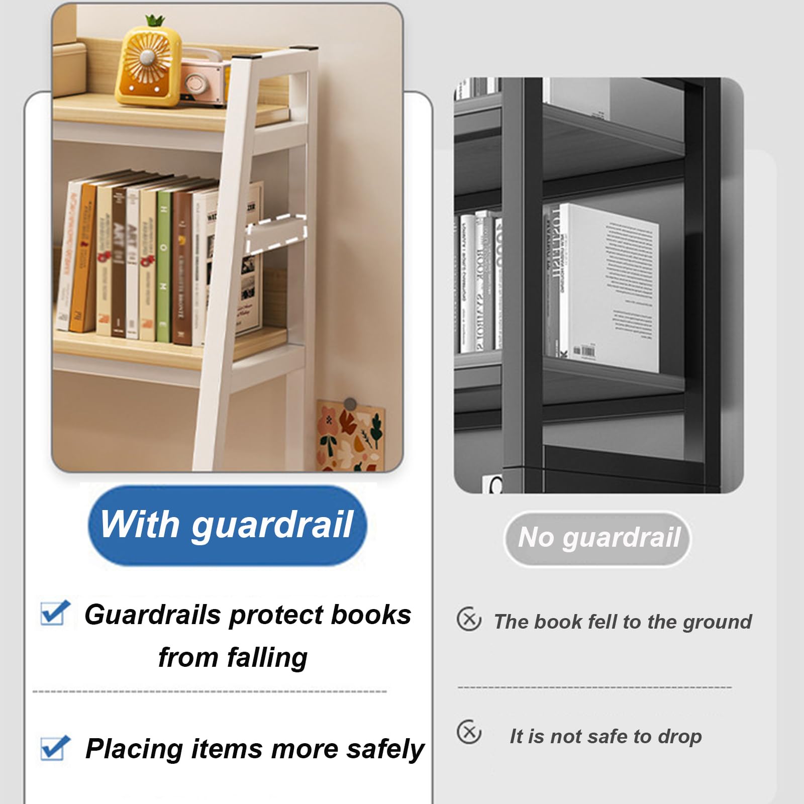 Estantería de escritorio de tres capas, estante de almacenamiento de escritorio de diseño trapezoidal, estantería de mesa de metal multifuncional, Dormitorio, habitación y escritorio (A, 95cm)