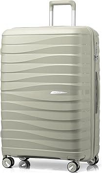 FLIEE Large Hard Shell Suitcase| Luggage | Lightweight Suitcase | Aluminum Telescopic Handle | TSA 3 Digit Combination Lock | 4 Dual Spinner Wheels. (Beige, Large 28'')