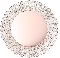 Vista 6 de BalsaCircle Platos de metal redondos dorados de 14 pulgadas con cuentas de cristal, suministros de decoración de mesa de catering para cenas, bodas